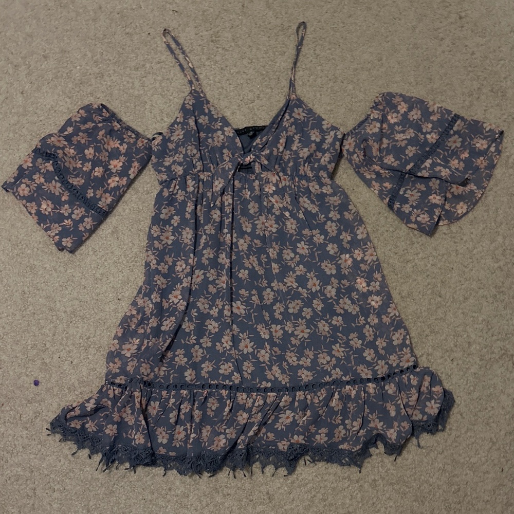 City Studio Blue Floral Dress Medium